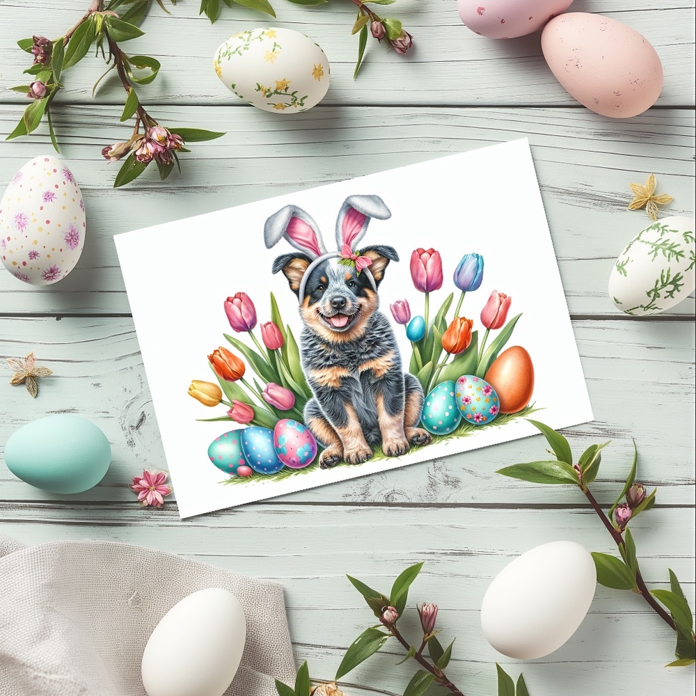 Australian Cattle Dog Easter Cards, Blank Note Card Set